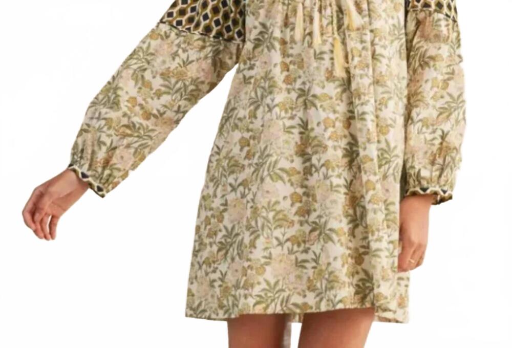 NEW &MERCI olive dress in cream/green